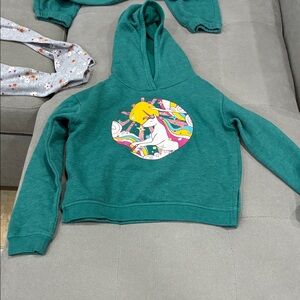 Kids Green Unicorn Hoodie Set